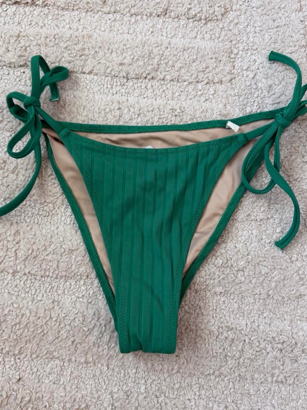 Shade & Shore Emerald Green Ribbed Tie-Side Bikini Bottom